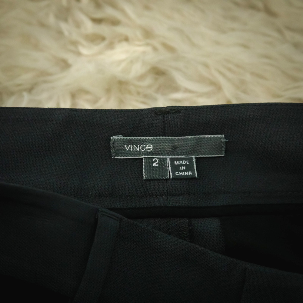 Vince Size 2 Grey Gray Black Tuxedo Stripe Tapered Leg Wool Blend Dress Pants - Picture 4 of 7